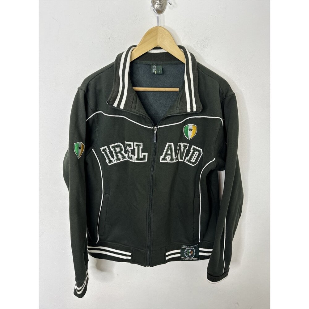 Retro Irish Ireland  Men L Track And Field Green Jacket Zip
